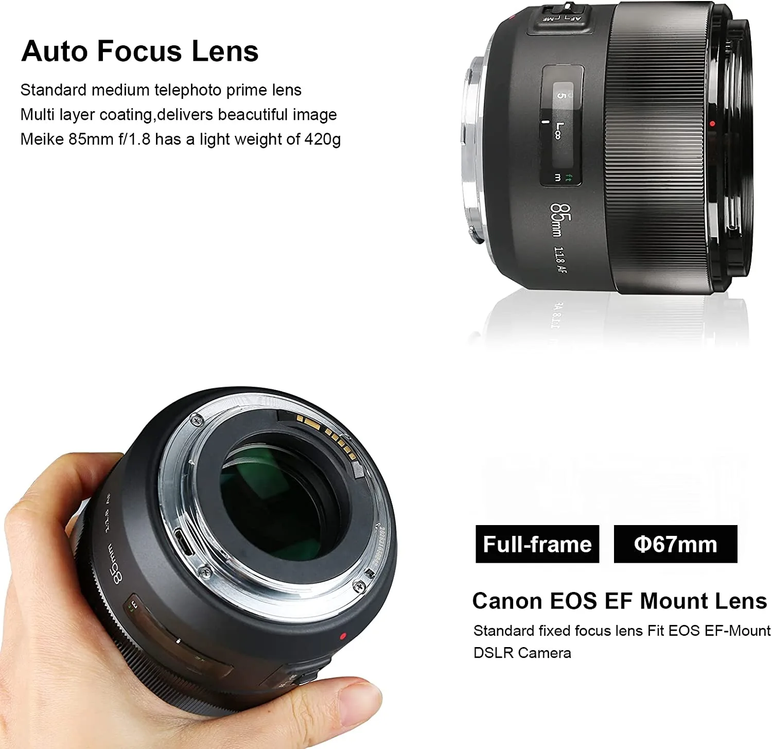 Meike 85mm f1.8 lens Canon EF