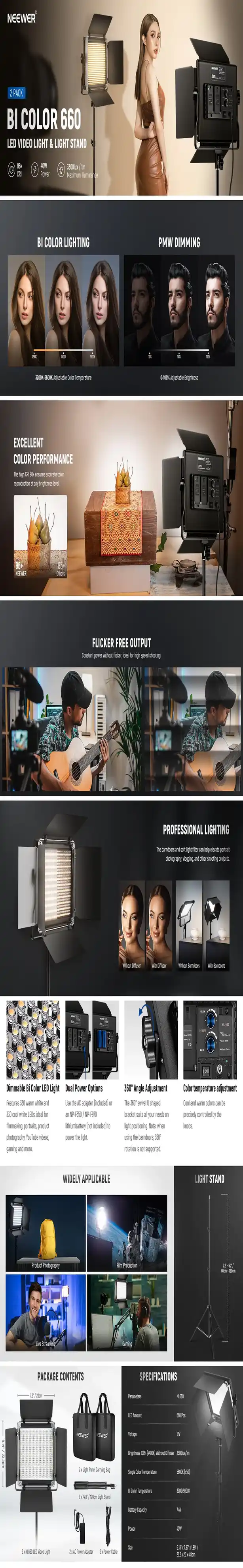 Neewer 2-pack LED video light image 2